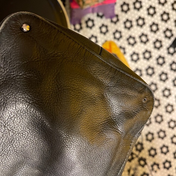 Black Leather Tote Bag with Fringe - Picture 7 of 10